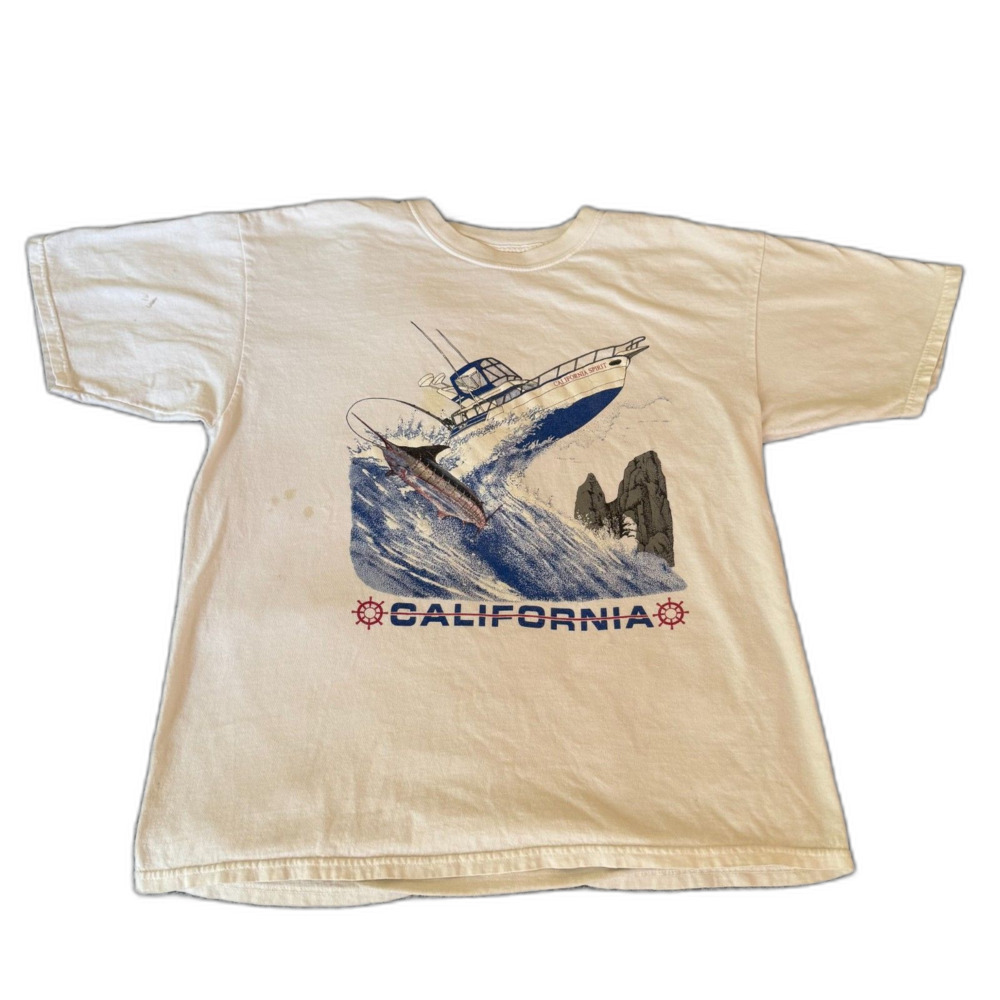 California Fishing Souvenir White T-Shirt Mens Size XL Short Sleeve